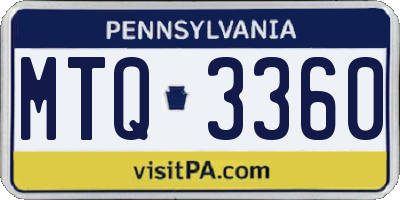 PA license plate MTQ3360