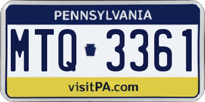 PA license plate MTQ3361