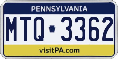 PA license plate MTQ3362