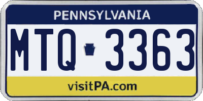 PA license plate MTQ3363