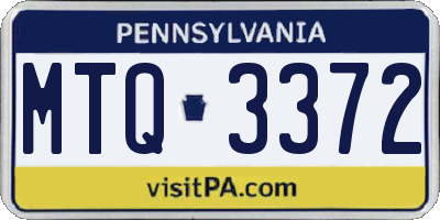 PA license plate MTQ3372