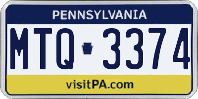 PA license plate MTQ3374