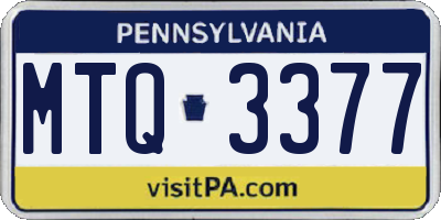 PA license plate MTQ3377