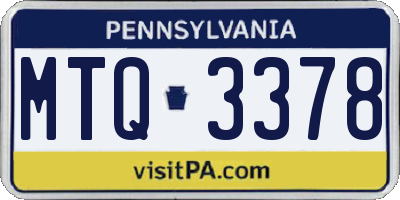 PA license plate MTQ3378