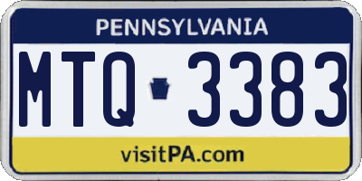PA license plate MTQ3383
