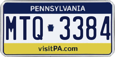 PA license plate MTQ3384