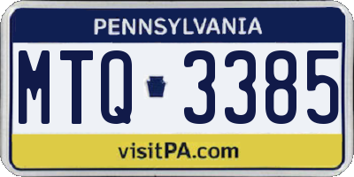PA license plate MTQ3385