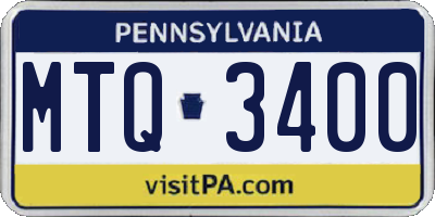 PA license plate MTQ3400
