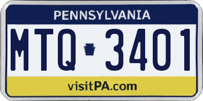 PA license plate MTQ3401
