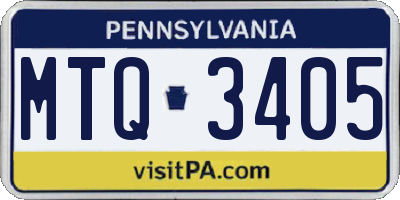PA license plate MTQ3405