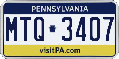 PA license plate MTQ3407