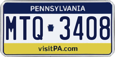 PA license plate MTQ3408