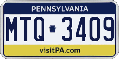 PA license plate MTQ3409