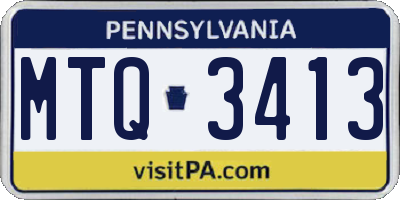 PA license plate MTQ3413