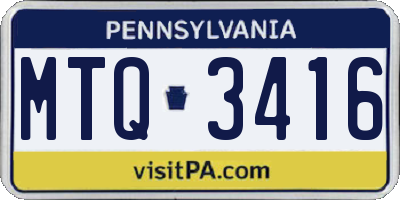 PA license plate MTQ3416