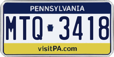 PA license plate MTQ3418