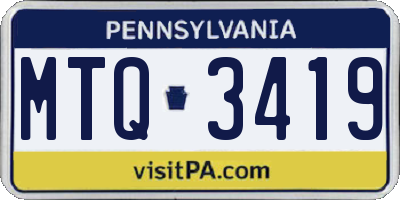 PA license plate MTQ3419