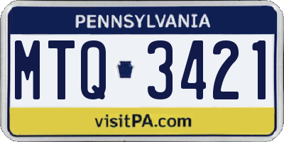 PA license plate MTQ3421