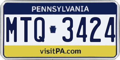 PA license plate MTQ3424