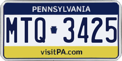 PA license plate MTQ3425