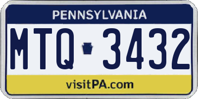 PA license plate MTQ3432