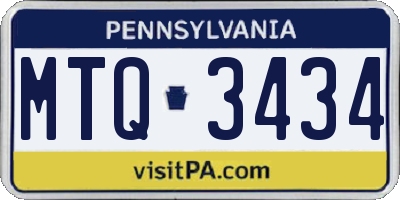PA license plate MTQ3434