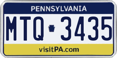 PA license plate MTQ3435