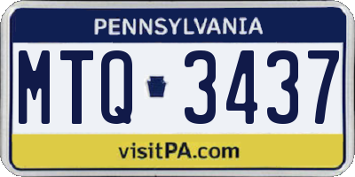 PA license plate MTQ3437