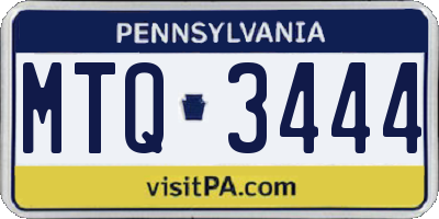 PA license plate MTQ3444