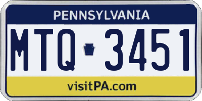 PA license plate MTQ3451