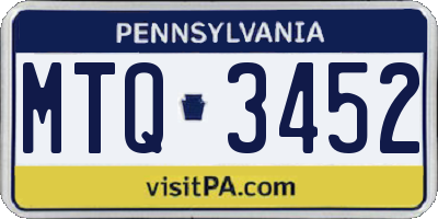 PA license plate MTQ3452