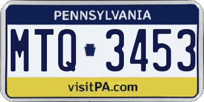 PA license plate MTQ3453
