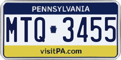 PA license plate MTQ3455