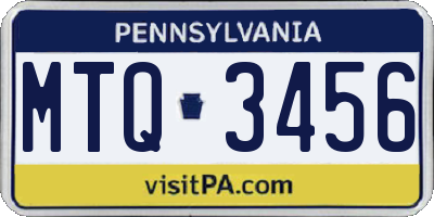 PA license plate MTQ3456