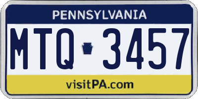 PA license plate MTQ3457