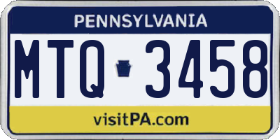 PA license plate MTQ3458
