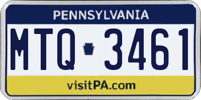 PA license plate MTQ3461