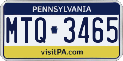 PA license plate MTQ3465