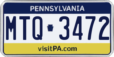PA license plate MTQ3472