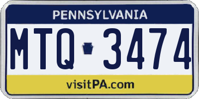 PA license plate MTQ3474