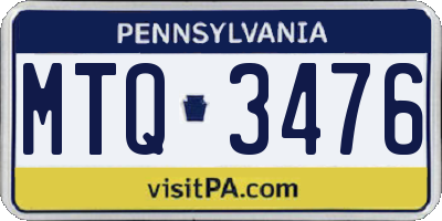 PA license plate MTQ3476