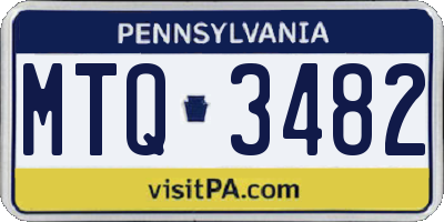 PA license plate MTQ3482