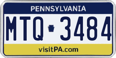 PA license plate MTQ3484