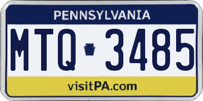 PA license plate MTQ3485