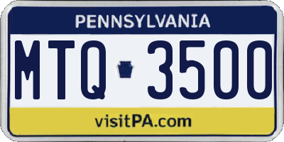 PA license plate MTQ3500