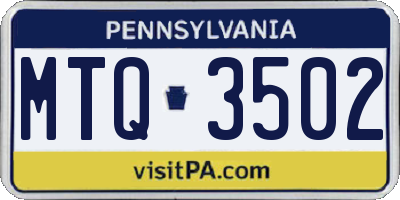 PA license plate MTQ3502