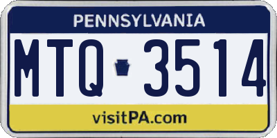 PA license plate MTQ3514