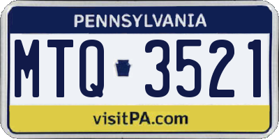 PA license plate MTQ3521