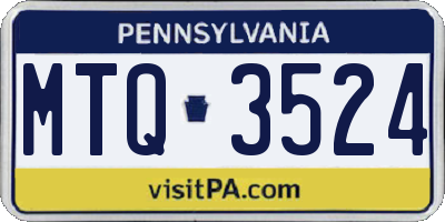 PA license plate MTQ3524