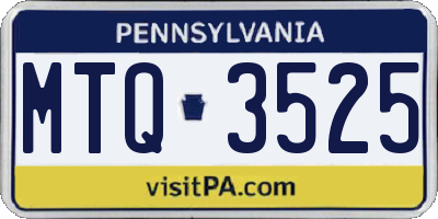 PA license plate MTQ3525